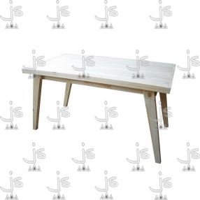 Mesa comedor patas retro de 1.00x80 hecha de madera de pino. Fabricado por JS. Fábrica de muebles.