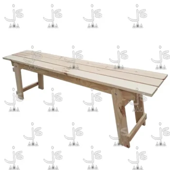 Banco Plegable Eco de 1,50 con patas reforzadas con parantes hecho de madera de pino. Fabricado por JS. Fábrica de muebles.