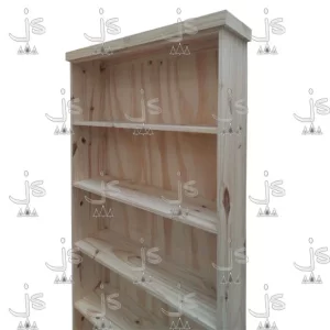 Biblioteca recta de 5 estantes fabricada en madera de pino macizo por JS Fabrica de muebles fabrica y carpinteria en san fernando