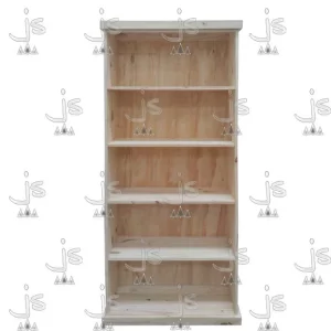 Biblioteca recta de 5 estantes fabricada en madera de pino macizo por JS Fabrica de muebles fabrica y carpinteria en san fernando