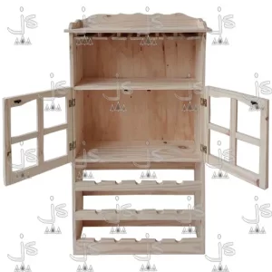 Bodega copera alta con capacidad para 15 vinos fabricada en pino macizo por js fabrica de muebles y carpinteria en san fernando