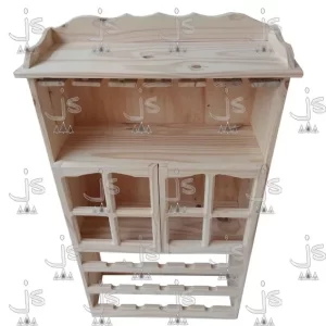 Bodega copera alta con capacidad para 15 vinos fabricada en pino macizo por js fabrica de muebles y carpinteria en san fernando