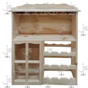 Bodega copera baja con capacidad para 9 vinos fabricada en pino macizo por js fabrica de muebles y carpinteria en san fernando