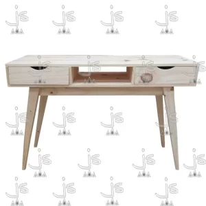 Escritorio retro de 120 centimetros de ancho con dos cajones horizontales y espacio fabricado en madera de pino por js muebles fabrica de muebles y carpinteria mayorista y minorista en san fernando