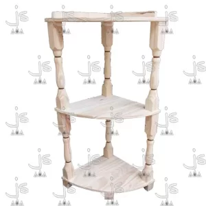 organizador esquinero torneado de 3 estantes fabricado en madera de pino por js muebles fabrica de muebles y carpinteria mayorista y minorista en san fernando