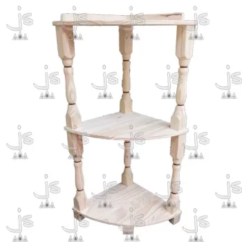 organizador esquinero torneado de 3 estantes fabricado en madera de pino por js muebles fabrica de muebles y carpinteria mayorista y minorista en san fernando