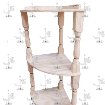 organizador esquinero torneado de 3 estantes fabricado en madera de pino por js muebles fabrica de muebles y carpinteria mayorista y minorista en san fernando