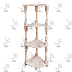 organizador esquinero torneado de 4 estantes fabricado en madera de pino por js muebles fabrica de muebles y carpinteria mayorista y minorista en san fernando
