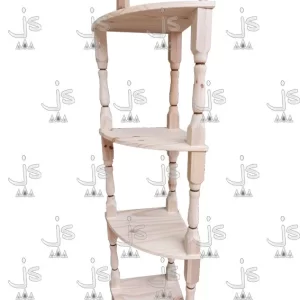 organizador esquinero torneado de 5 estantes fabricado en madera de pino por js muebles fabrica de muebles y carpinteria mayorista y minorista en san fernando
