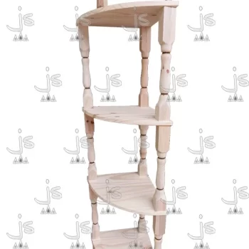 organizador esquinero torneado de 5 estantes fabricado en madera de pino por js muebles fabrica de muebles y carpinteria mayorista y minorista en san fernando