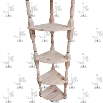 organizador esquinero torneado de 5 estantes fabricado en madera de pino por js muebles fabrica de muebles y carpinteria mayorista y minorista en san fernando