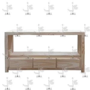 mesa para lcd de 120 centimetros de ancho con tres cajones fabricada en madera de pino por js muebles fabrica de muebles y carpinteria mayorista y minorista en san fernando