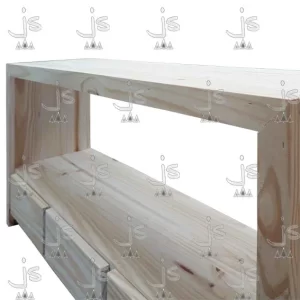 mesa para lcd de 120 centimetros de ancho con tres cajones fabricada en madera de pino por js muebles fabrica de muebles y carpinteria mayorista y minorista en san fernando