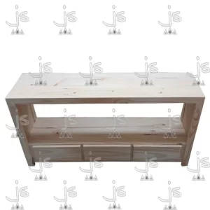 mesa para lcd de 120 centimetros de ancho con tres cajones fabricada en madera de pino por js muebles fabrica de muebles y carpinteria mayorista y minorista en san fernando