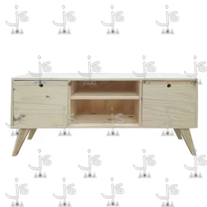 Mesa LCD retro con 2 cajones y 2 estantes fabricada en madera de pino por js muebles fabrica de muebles y carpinteria mayorista y minorista en san fernando