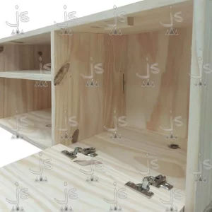 Mesa LCD retro con 2 cajones y 2 estantes fabricada en madera de pino por js muebles fabrica de muebles y carpinteria mayorista y minorista en san fernando
