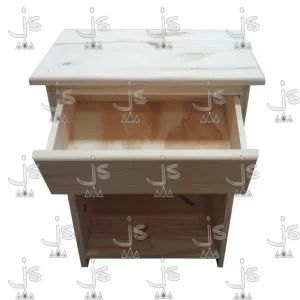 mesa de luz eco con cajón y estante fabricada en madera de pino por js muebles fabrica de muebles y carpinteria mayorista y minorista en san fernando