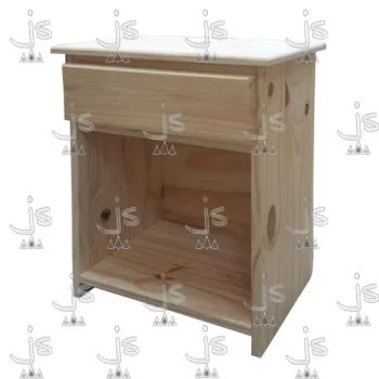 mesa de luz eco con cajón y estante fabricada en madera de pino por js muebles fabrica de muebles y carpinteria mayorista y minorista en san fernando