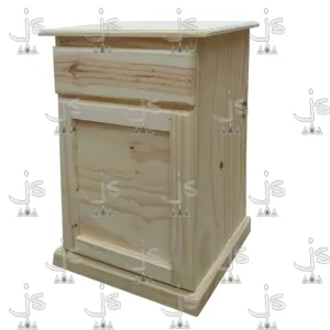 Mesa de luz con cajon y puerta fabricada en madera de pino por js muebles fabrica de muebles y carpinteria mayorista y minorista en san fernando