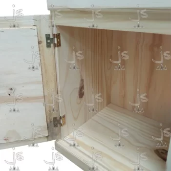Mesa de luz con cajon y puerta fabricada en madera de pino por js muebles fabrica de muebles y carpinteria mayorista y minorista en san fernando