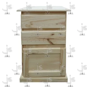 Mesa de luz con dos cajones y puerta fabricada en madera de pino por js muebles fabrica de muebles y carpinteria mayorista y minorista en san fernando