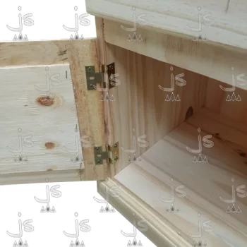 Mesa de luz con dos cajones y puerta fabricada en madera de pino por js muebles fabrica de muebles y carpinteria mayorista y minorista en san fernando