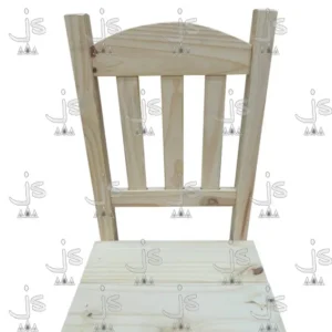 Silla Eco con respaldo de tres fajas verticales hecho de madera de pino. Fabricado por JS. Fábrica de muebles.