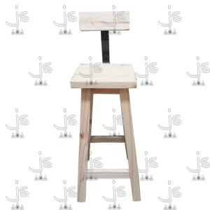 taburete cuadrado con respaldo de hierro fabricado en madera de pino por js muebles fabrica de muebles y carpinteria mayorista y minorista en san fernando
