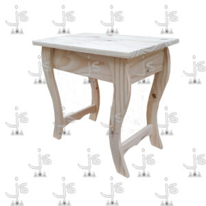 Banqueta arrime de 0,50 con patas curvas reforzadas con parantes hecha de madera de pino. Fabricado por JS. Fábrica de muebles.