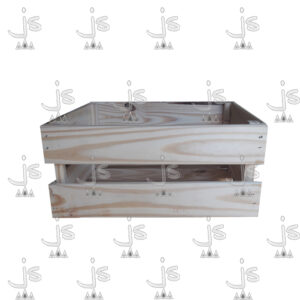 Cajón Manzanero sin manijas hecho de madera de pino. Fabricado por JS. Fábrica de muebles.