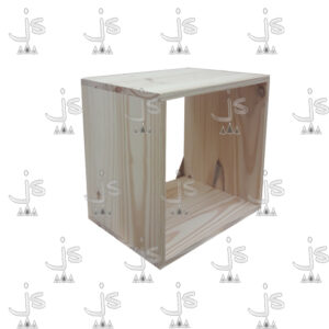 Cubo Apilable 0,40×0,40 hecho de madera de pino. Fabricado por JS. Fábrica de muebles.