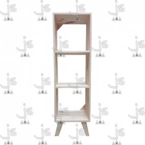 Cubo/biblioteca patas retro de tres estantes hecho de madera de pino. Fabricado por JS. Fábrica de muebles.