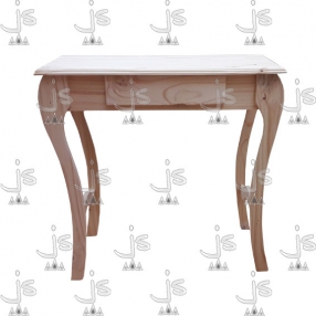 Mesa Arrime de 1.00×0.40 con un cajón y patas curvas reforzadas con parantes hecha de madera de pino. Fabricado por JS. Fábrica de muebles.