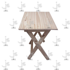 Mesa Plegable 50×40 de cuatro patas con parantes hecho de madera de pino. Fabricado por JS. Fábrica de muebles.