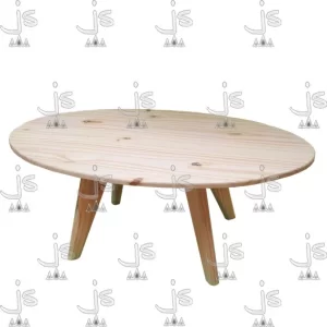 mesa ratona de pino maciza, redonda estilo retro realizada por js fabrica de muebles