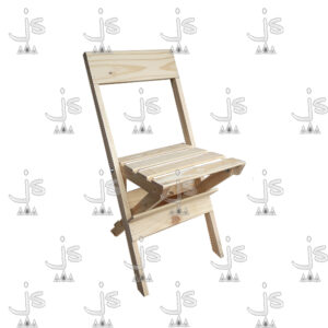 Silla plegable para jardin de cinco tablas hecho de madera de pino. Fabricado por JS. Fábrica de muebles.