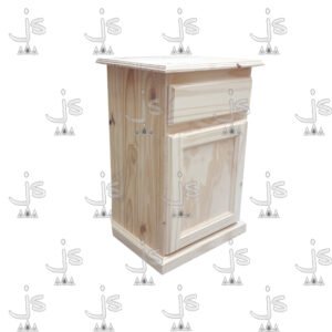 Mesa De Luz con un cajon y una puerta terciada hecho de madera de pino. Fabricado por JS. Fábrica de muebles.