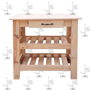 mesa quesera de 80 cm de ancho con un cajon y 2 estantes fabricado por js muebles fabrica de muebles y carpinteria mayorista y minorista en san fernando