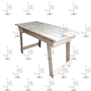 Mesa eco de dos patas plegable de dos metros tipo quincho hecho de madera de pino. Fabricado por JS. Fábrica de muebles.
