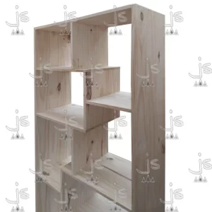 Biblioteca de cubos de 60 centimetros fabricada en madera de pino por js muebles fabrica de muebles y carpinteria mayorista y minorista en san fernando