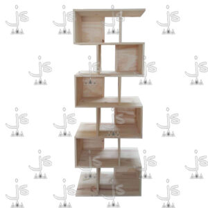 Biblioteca zig zag de 60 centimetros fabricada en madera de pino por js muebles fabrica de muebles y carpinteria mayorista y minorista en san fernando