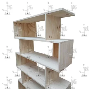 biblioteca zig zag de un metro fabricado en madera de pino macizo por JS Fabrica de muebles fabrica y carpinteria en san fernando