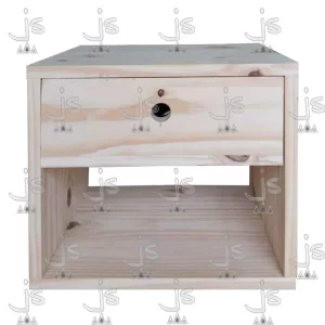 Mesa de luz flotante retro fabricada en pino macizo por js fabrica de muebles y carpinteria en san fernando