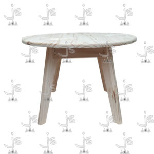 Mesa ratona Retro Redonda hecha de madera de pino. Fabricado por JS. Fábrica de muebles.