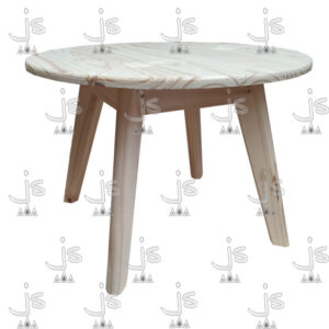 Mesa ratona Retro Redonda hecha de madera de pino. Fabricado por JS. Fábrica de muebles.