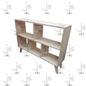 Mesa lcd eco con cuatro patas retro y cinco estantes hecho de madera de pino. Fabricado por JS. Fábrica de muebles.