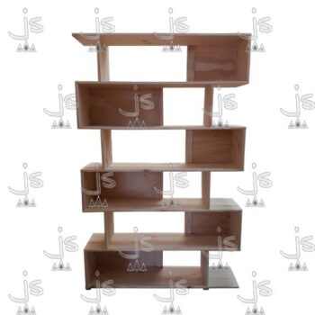 Biblioteca Zig-Zag de 1.00 con seis estantes hecho de madera de pino. Fabricado por JS. Fábrica de muebles.