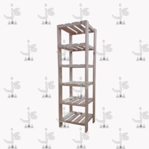 Toallero Alto 0.40 de cuatro patas con seis estantes hecho de madera de pino. Fabricado por JS. Fábrica de muebles.