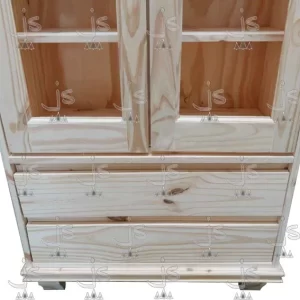 Cristalero vajillero de 80 centímetros fabricado en madera de pino macizo por js fabrica de muebles y carpinteria en san fernando
