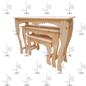 Juego de tres mesas arrime candy sin cajón hecho de madera de pino. Fabricado por JS. Fábrica de muebles.